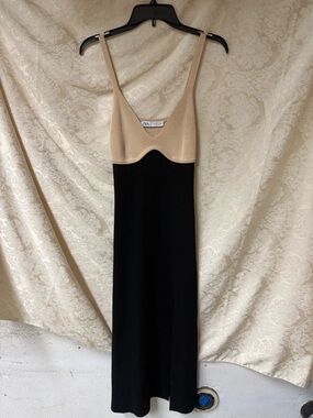 Zara Black Maxi Dress with a Tan Bodice.